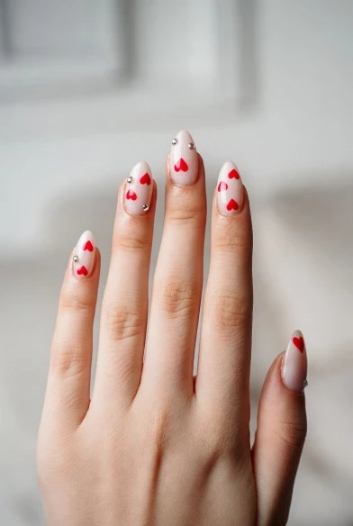 Minimal Heart Valentine Nails