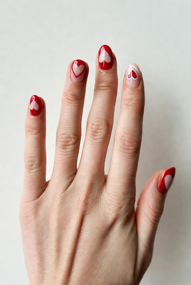  Heart Cutout Valentine Nails