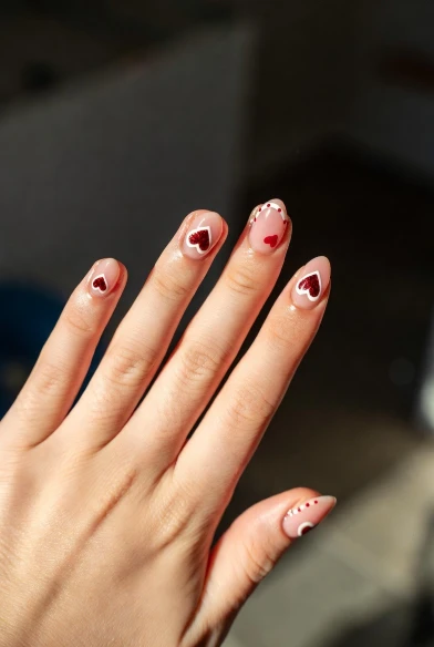 Minimal Nude Heart Nails