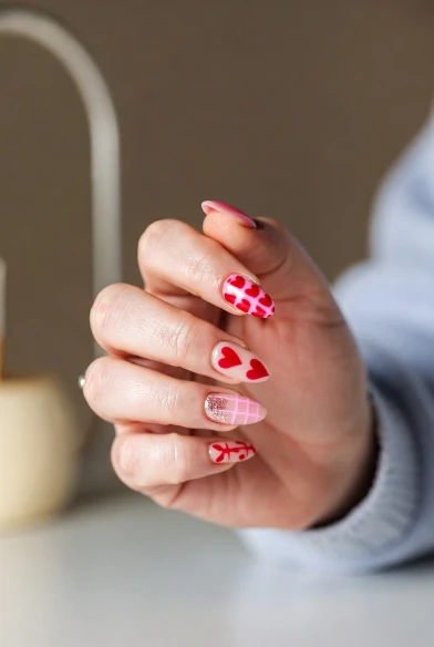 Playful Heart Mix Nails