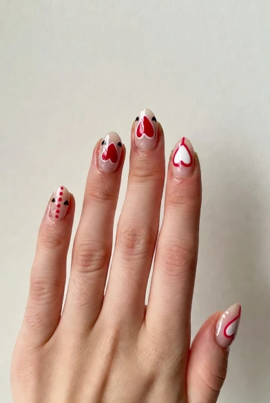 Heart French Tip Valentine Nails