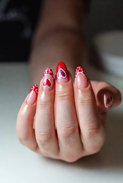  Glossy Red Heart Tips