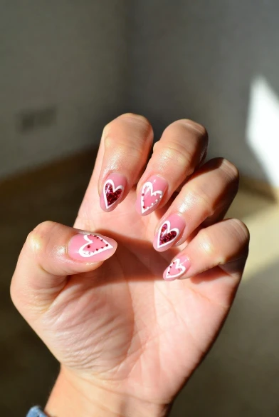  Layered Heart Valentine Nails