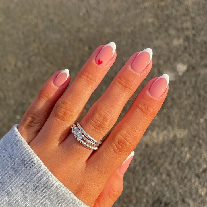 Simple French Tip Valentine’s Day Nails