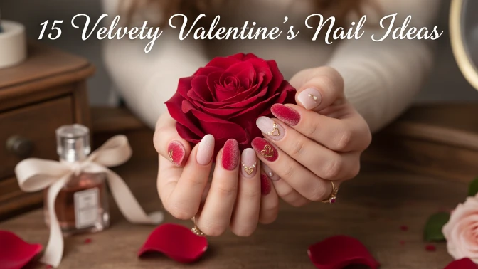 15 Velvety Valentine’s Nail Ideas 15 Velvety Valentine's Nail Ideas