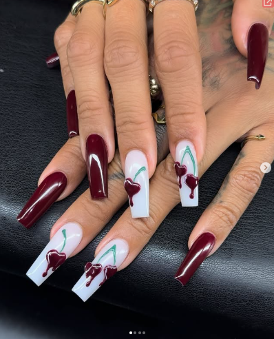 Dripped-Out Cherry Nails