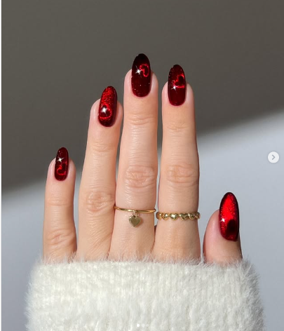 Red Velvet Heart Nails
