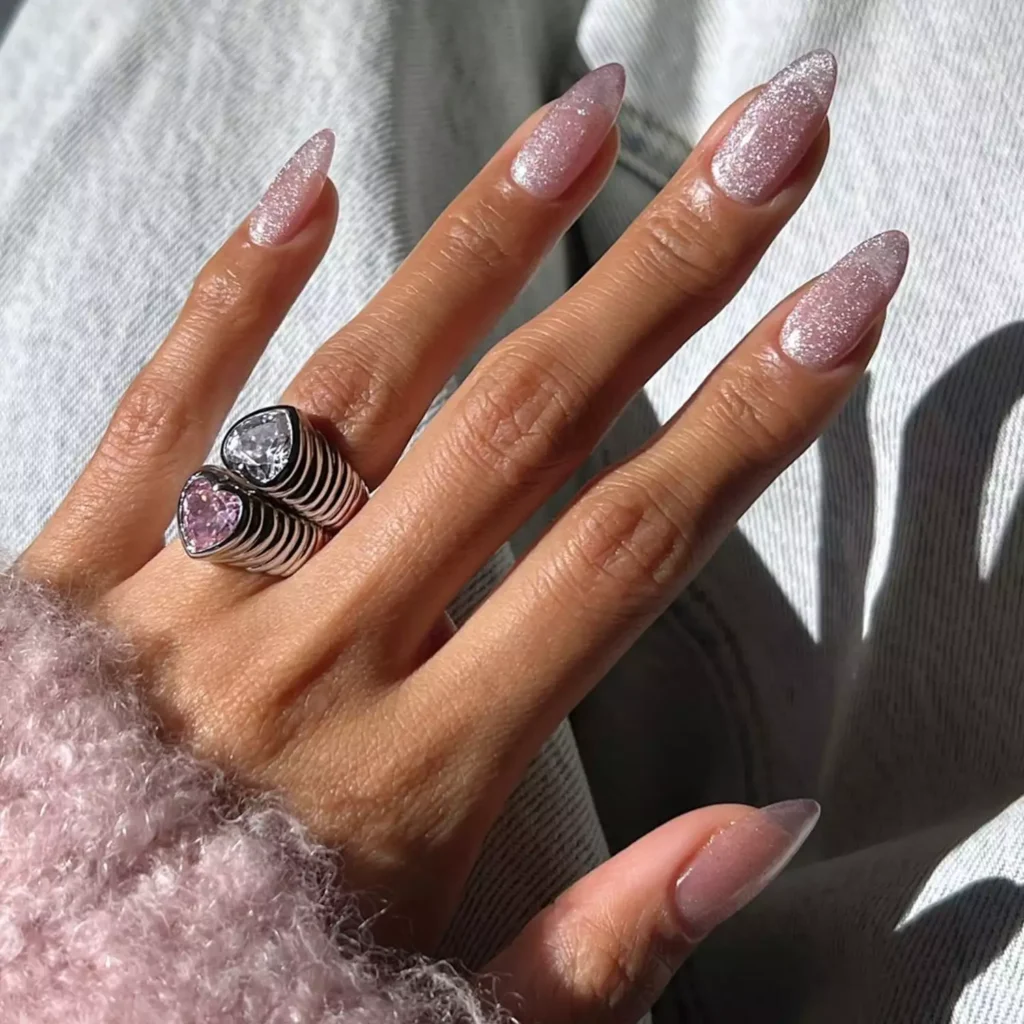 Silvery-White Velvet Nails