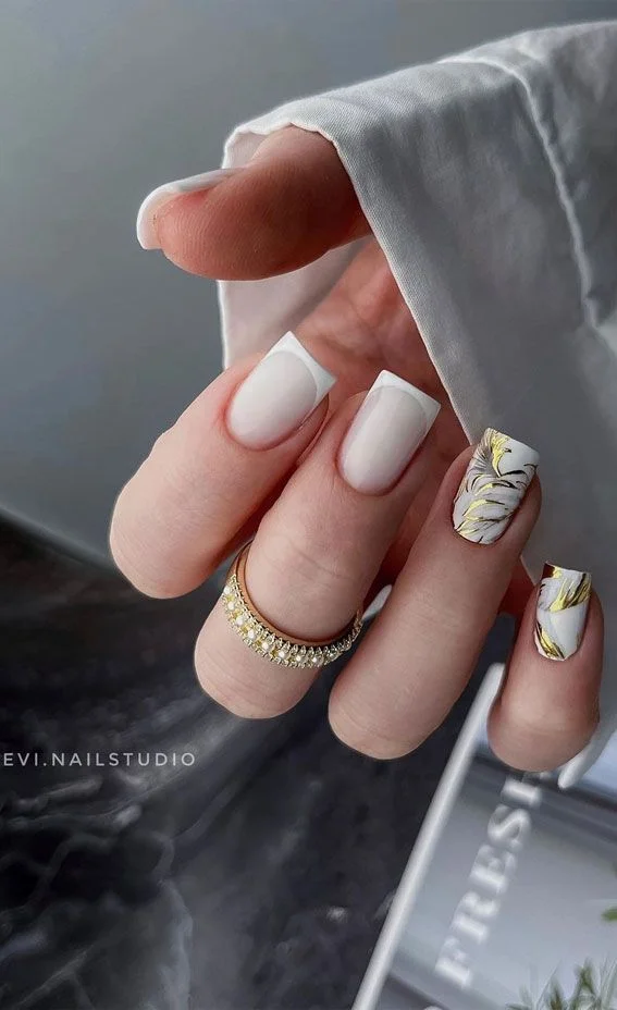 Golden Leaf French Tips