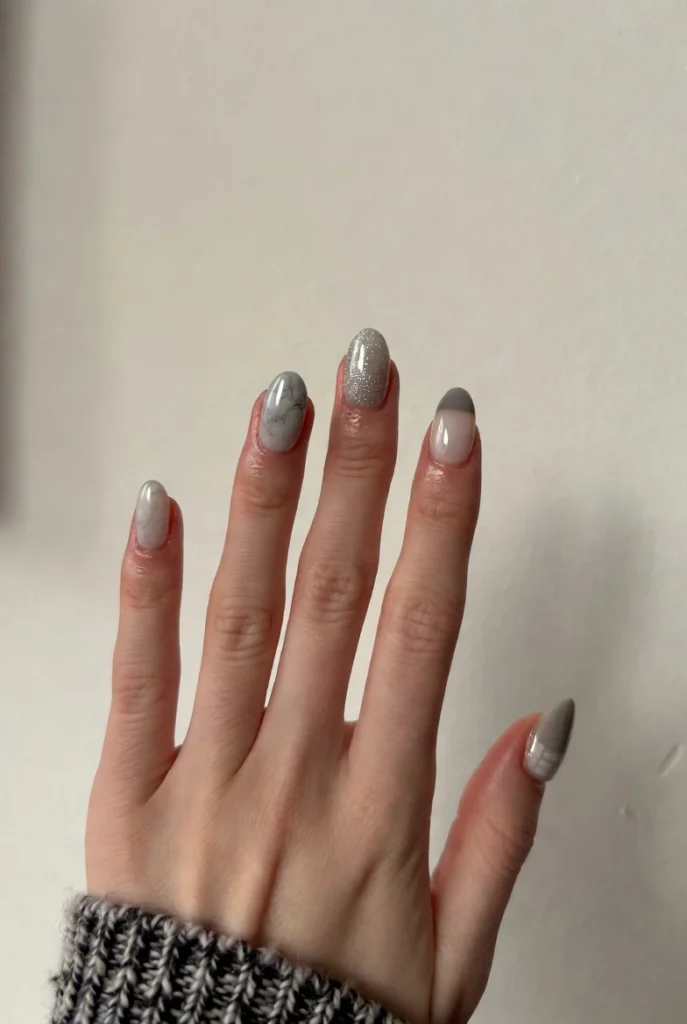 Neutral Marble French Tips