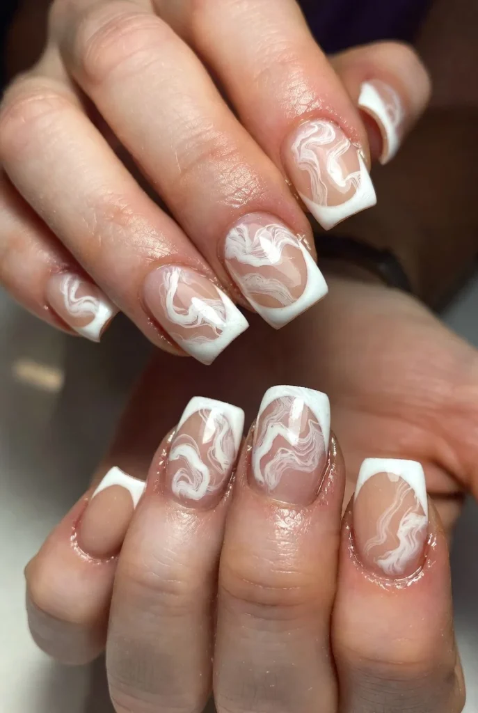 Nude Swirl Marble Tips