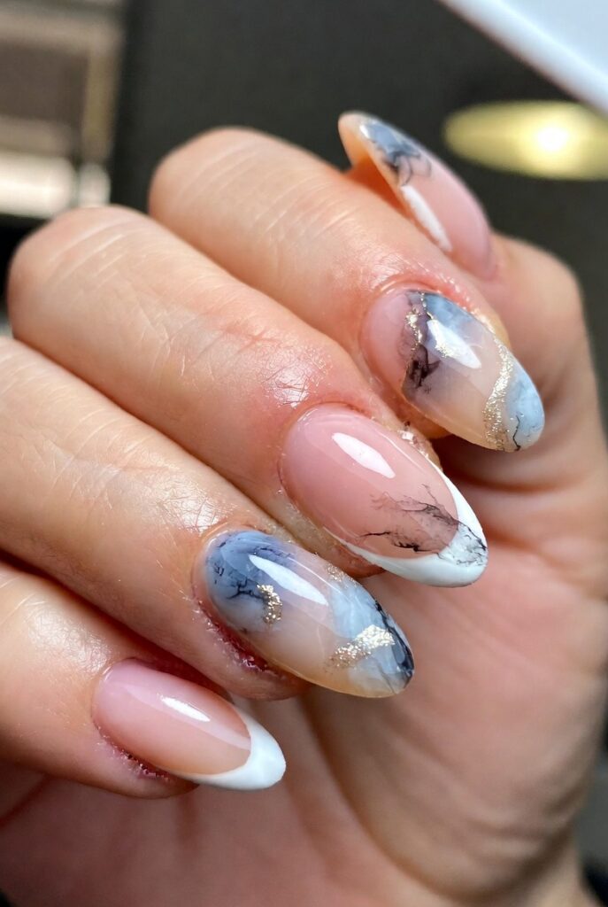 Blue Marble Luxe Nails
