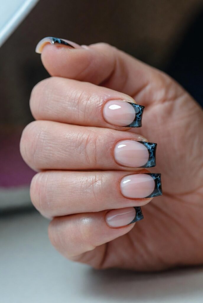 Dark Marble French Tips