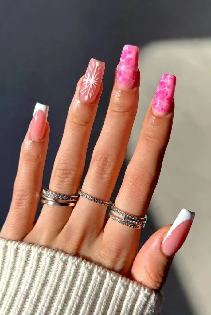 Pink Marble Floral French Mix