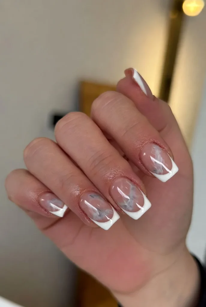 Nude Marble French Swirls