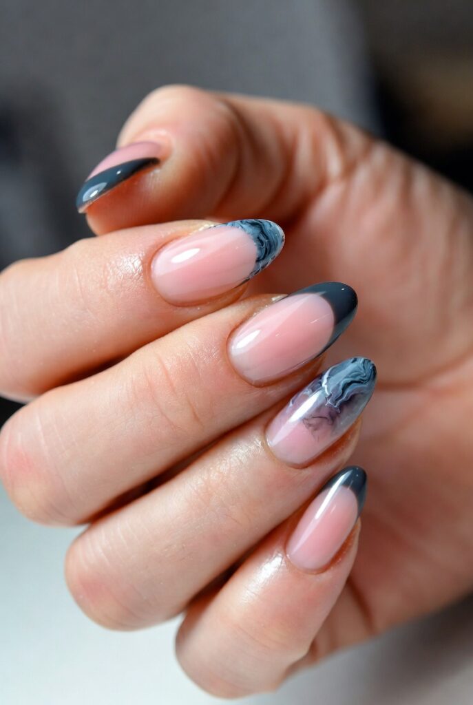 Blue Marble French Tips