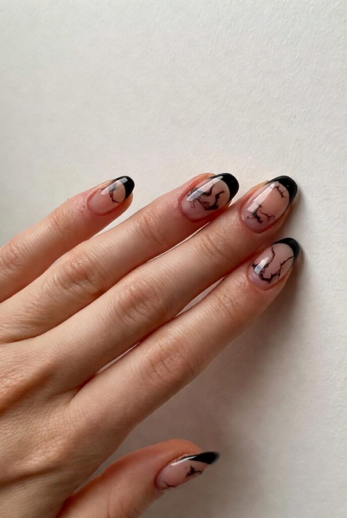 Crackle Marble French Tips