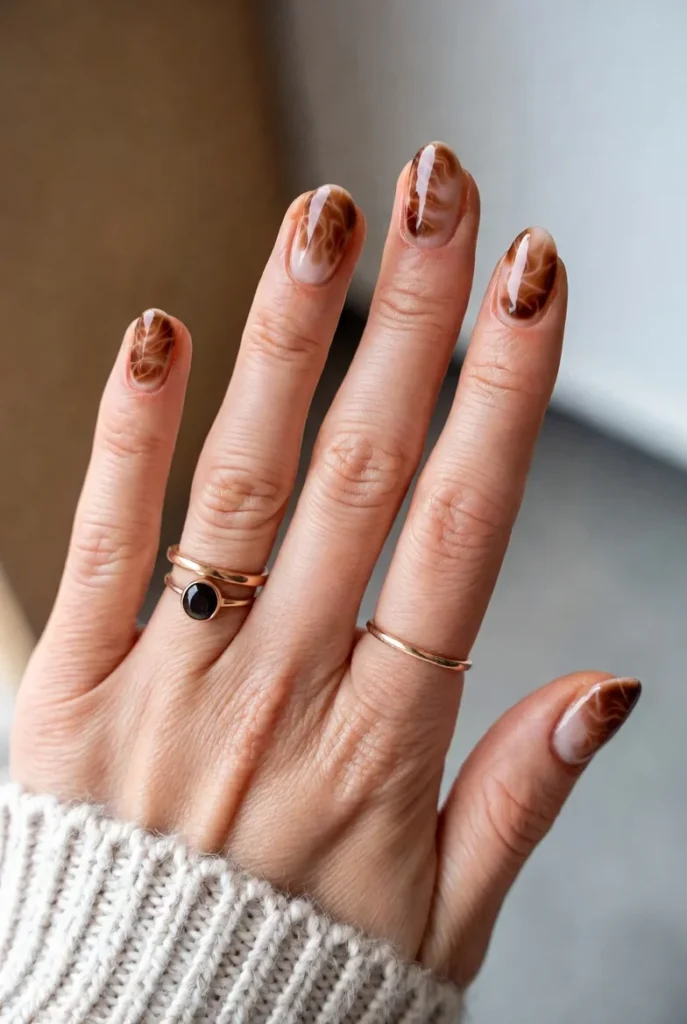 Brown Coffee Marble Nails
