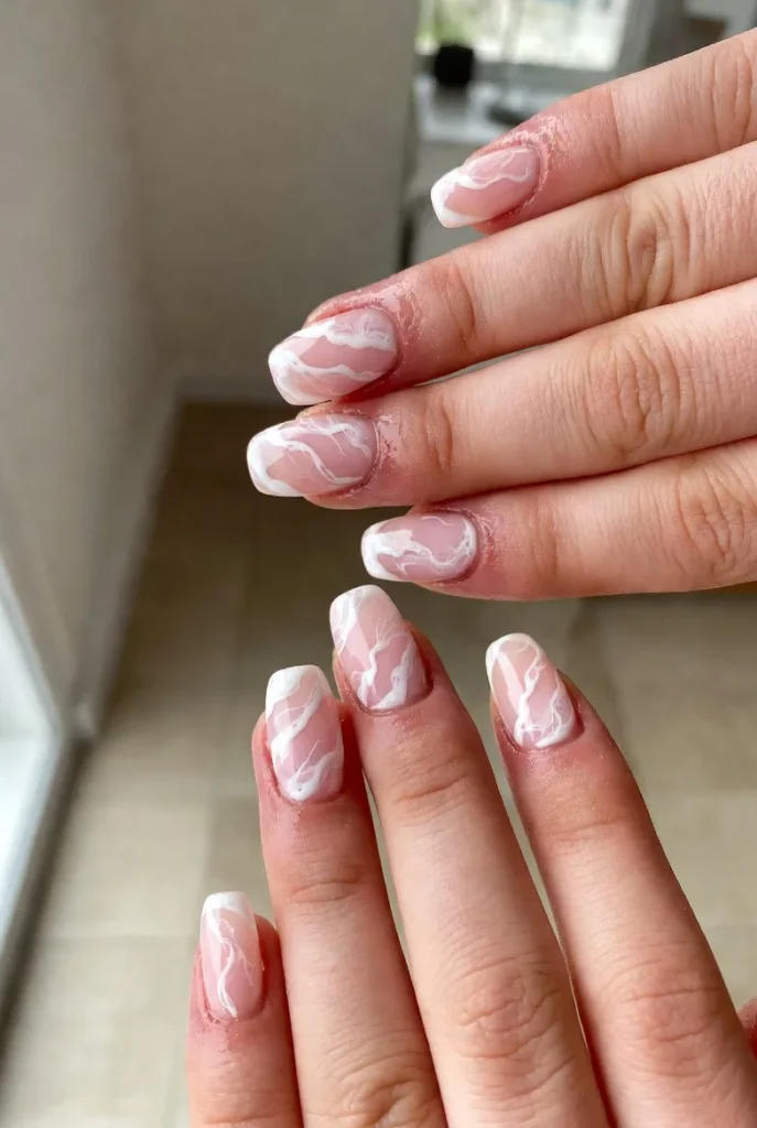 Soft Pink Marble Swirls