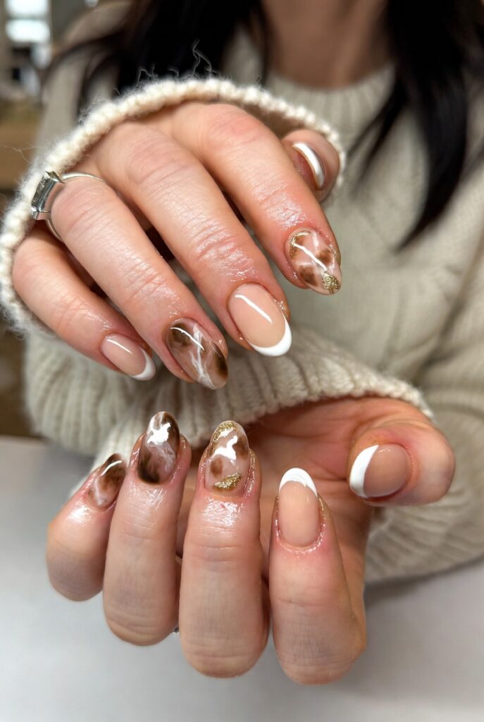 Brown Marble & Gold French Almonds