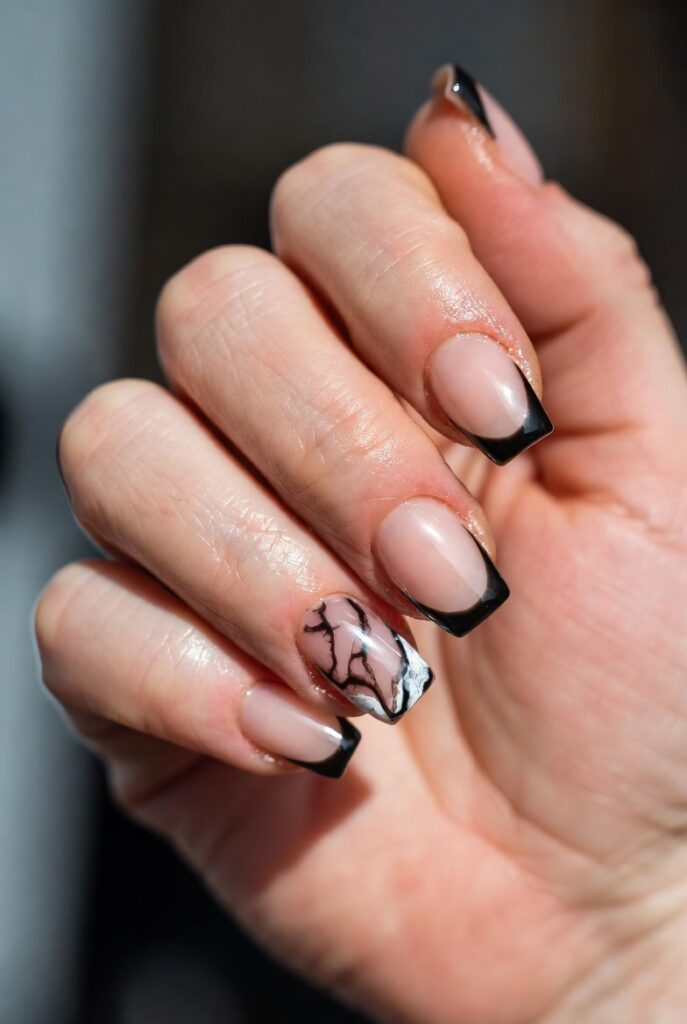 Marble Accent French Tips