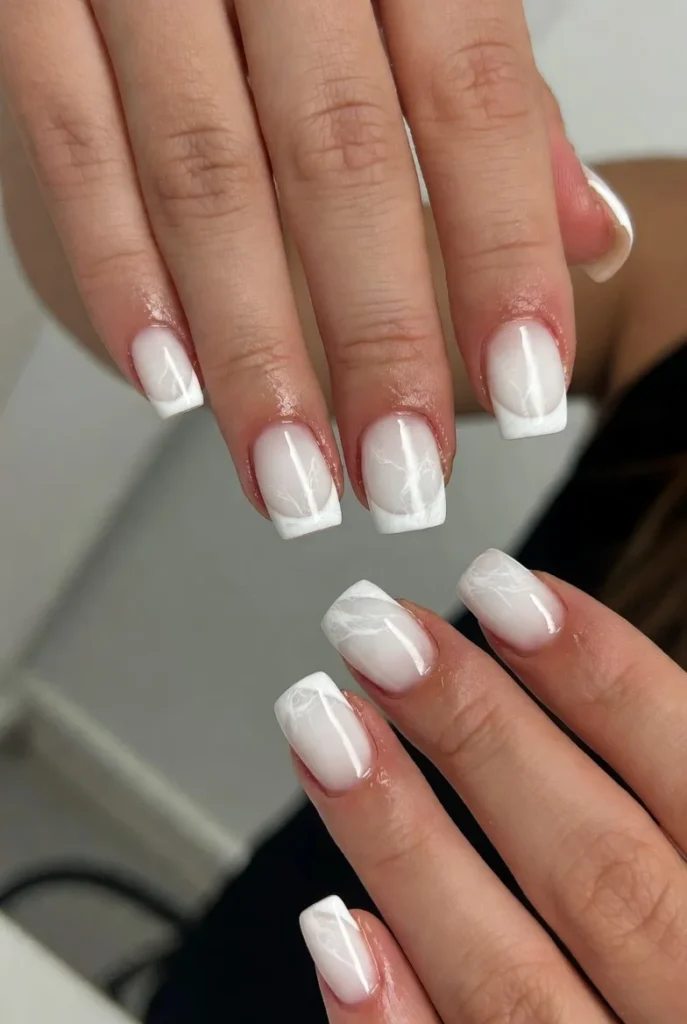 White Marble Gloss Nails