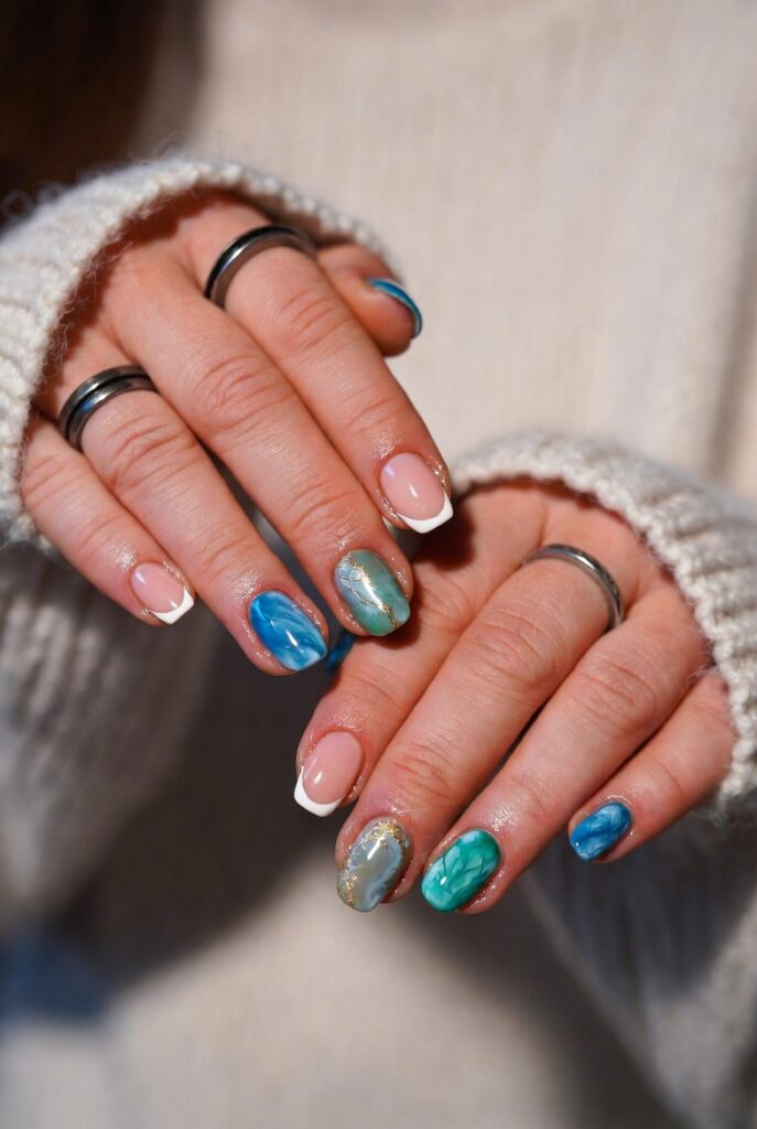 Teal & Gold Marble French Mix