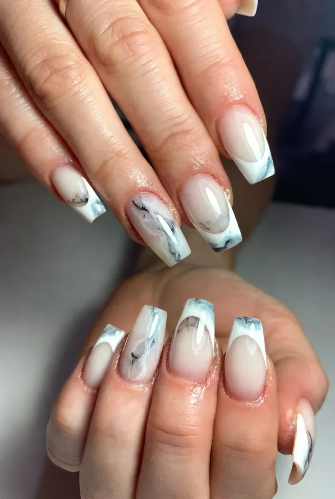 Blue Marble French Tips