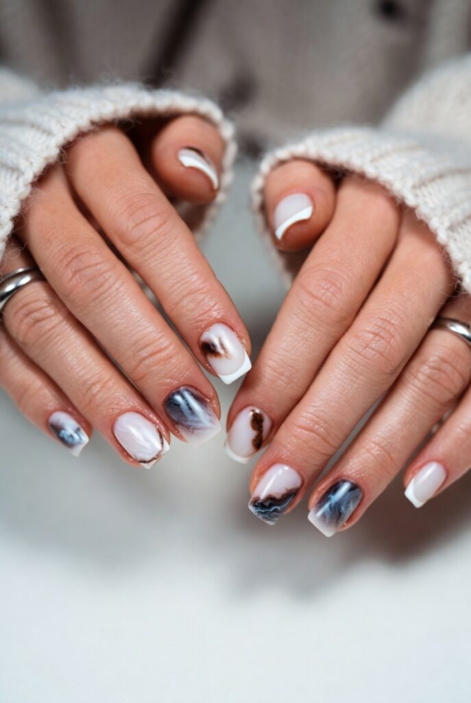 Neutral Marble French Squares