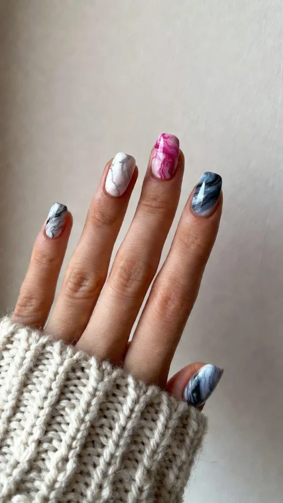 Mixed Marble Statement Nails
