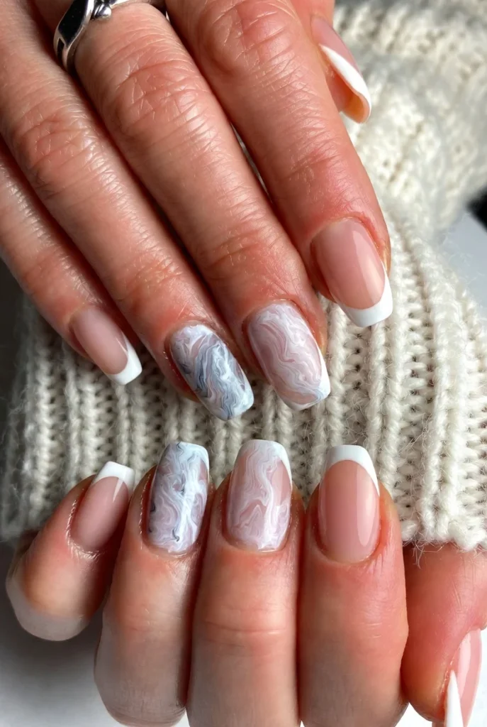 Soft Pink Stone Marble Tips