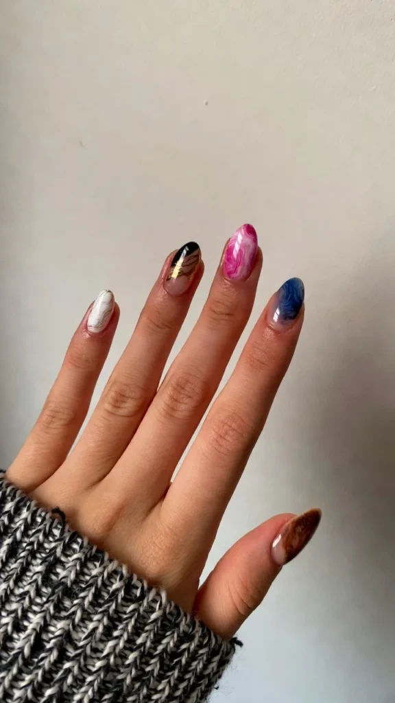 Mixed Marble & Swirl Nails