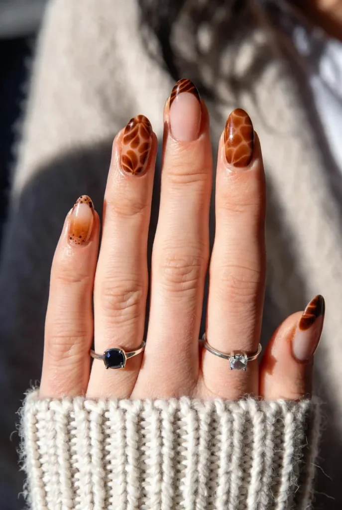Long Almond Giraffe Nails