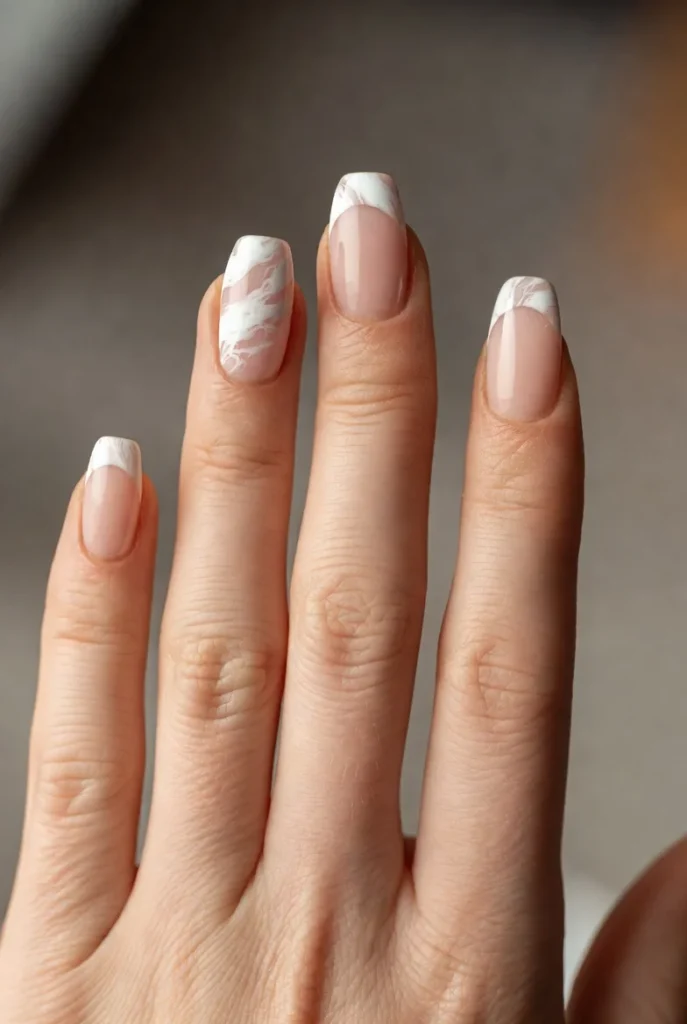 Nude Marble French Tips