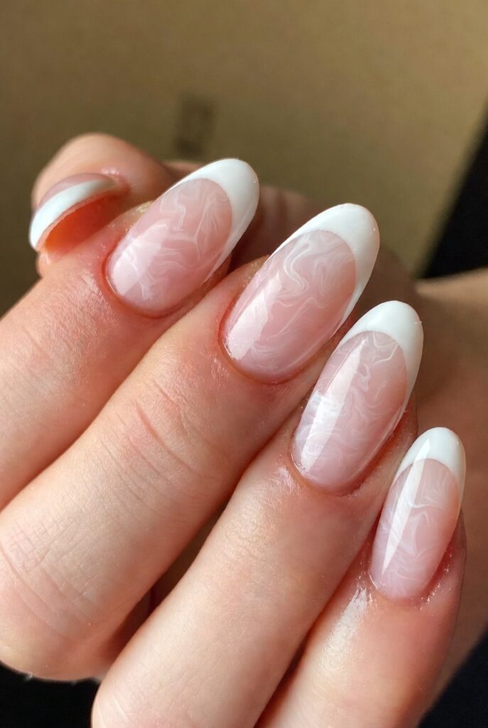 Modern Marble French Tips