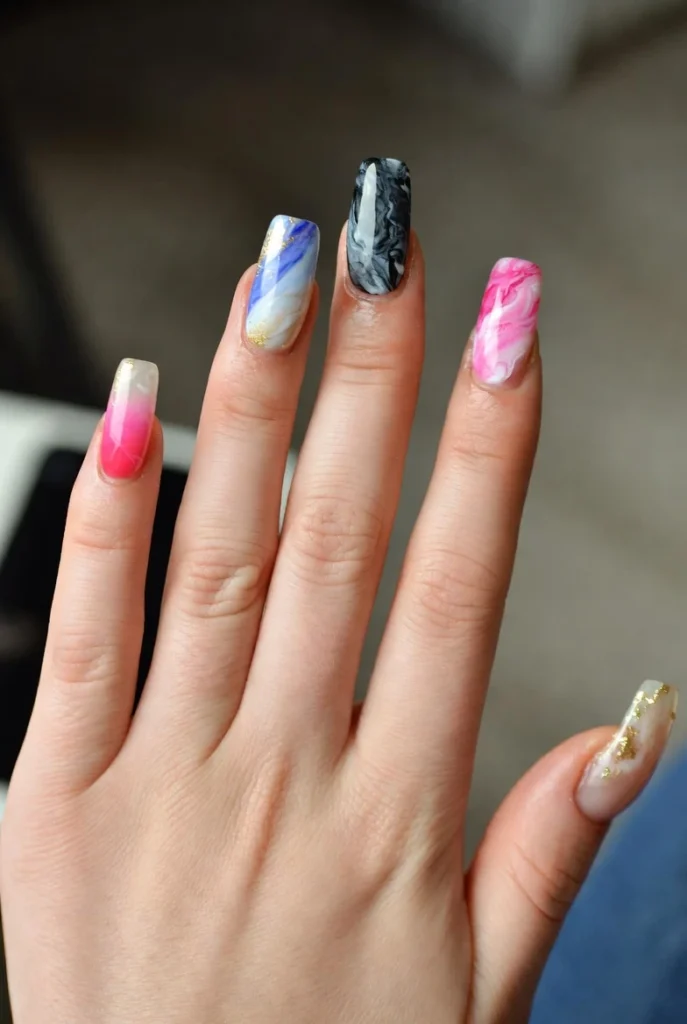  Color Pop Marble Mix Nails