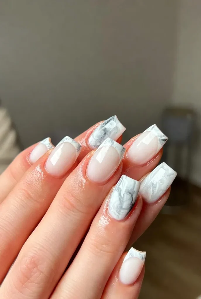 Pink Ombré Marble Tips