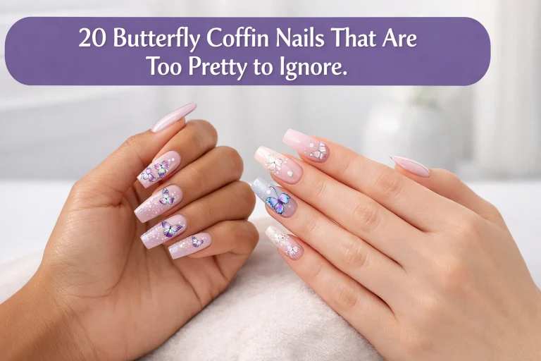 Butterfly Coffin Nail Ideas