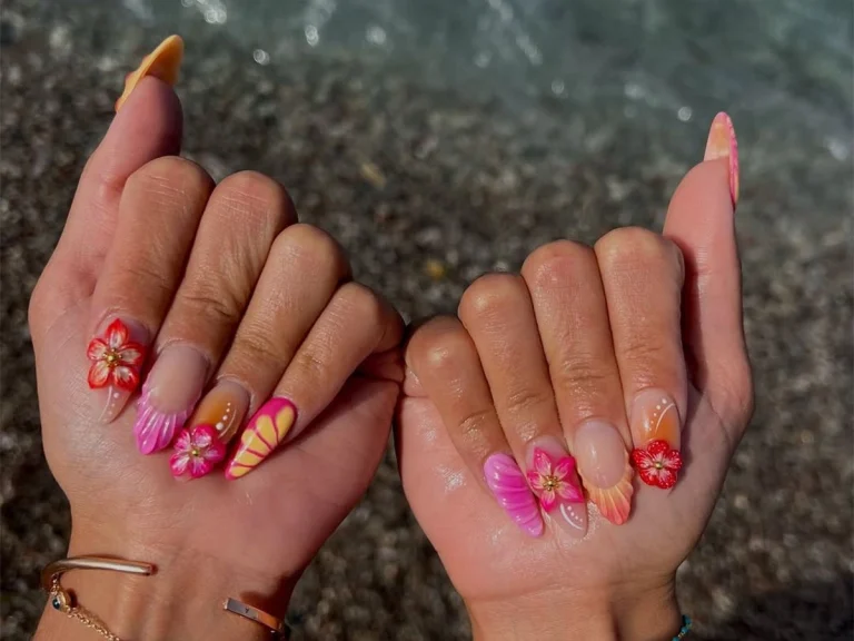 elegant floral spring nails