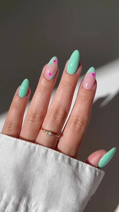 Pink Blossom Floral Nails
