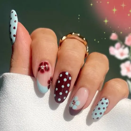 Soft Pink Floral French Nails