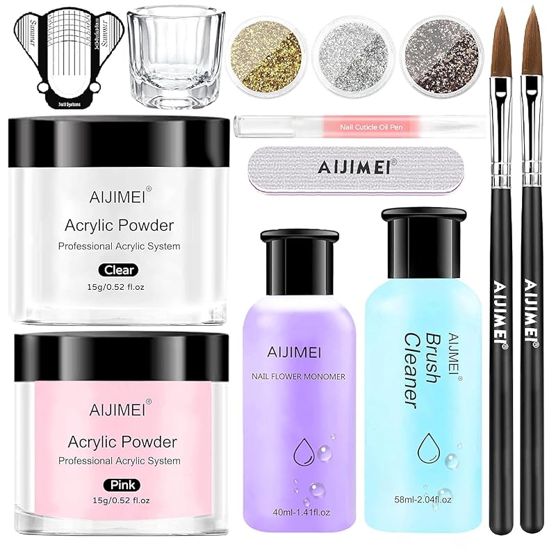 Professional Acrylic Nail Kit with Liquid Monomer, Brush Cleaner & Ext