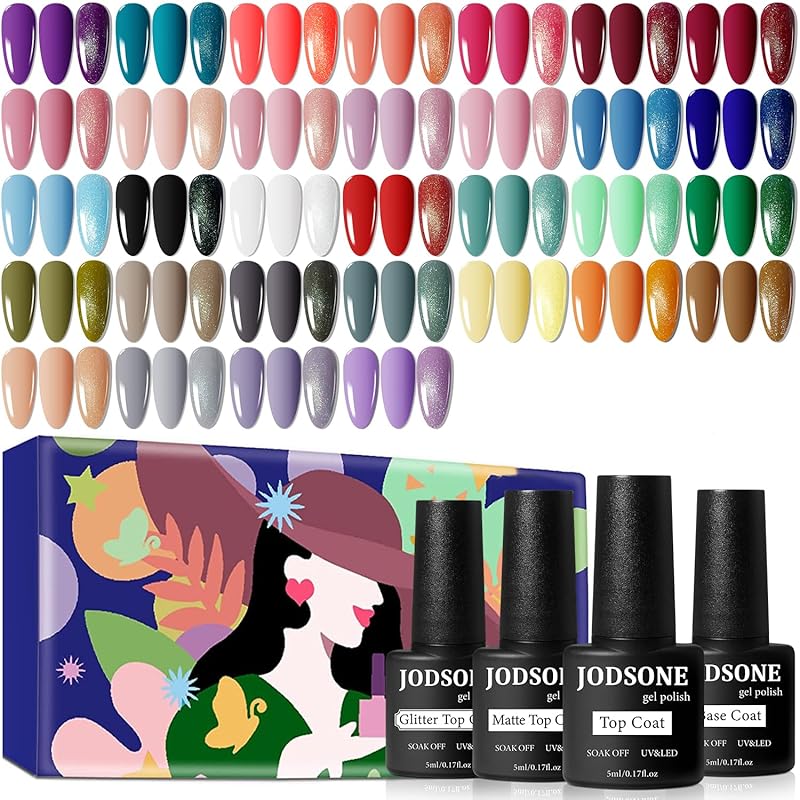 JODSONE 36 PCS Gel Nail Polish Set, 32 Colors with Base, Glossy, Matte