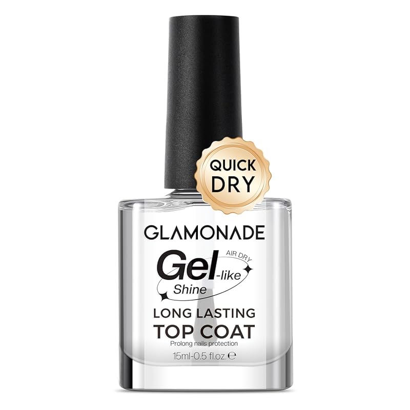 Glamonade Quick Dry Top Coat Nail Polish, No Chip, High Shine, Long-La