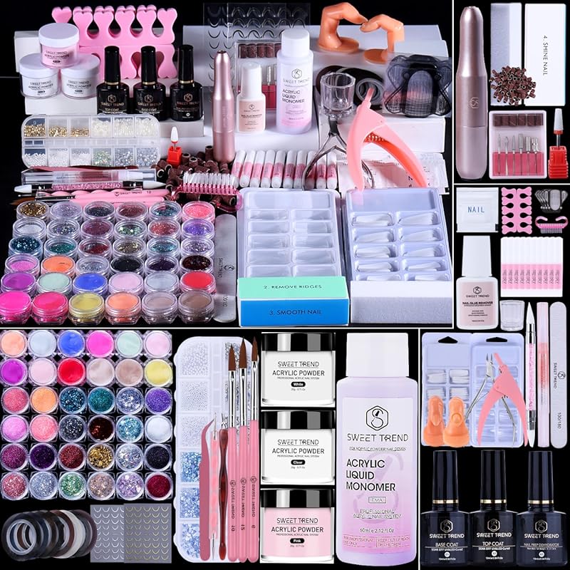 Complete Acrylic Nail Kit for Beginners: Professional Set with Drill, 