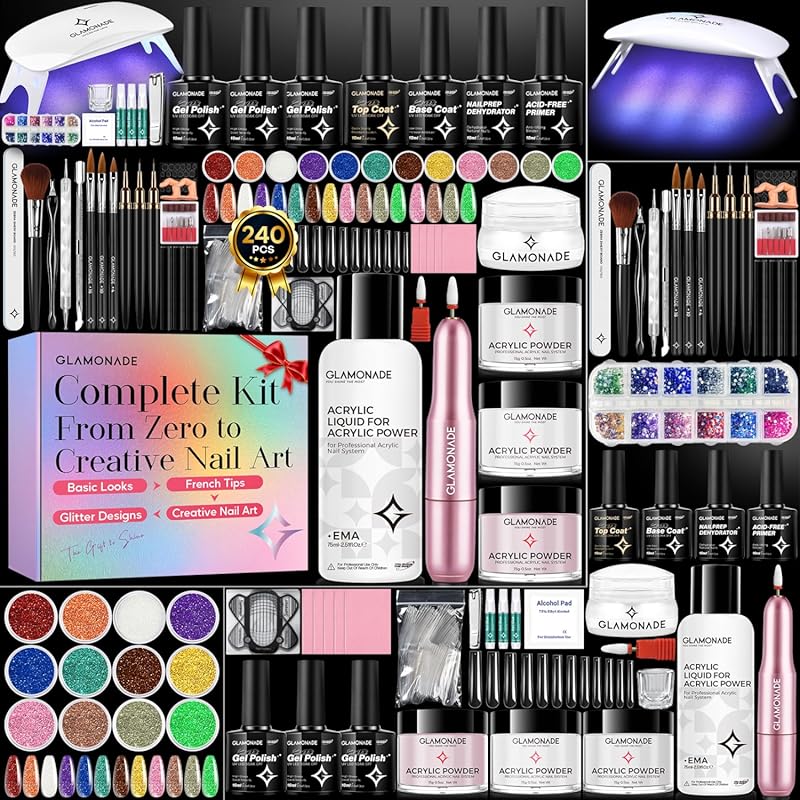 Glamonade Acrylic Nail Kit for Beginners: Professional Starter Set wit