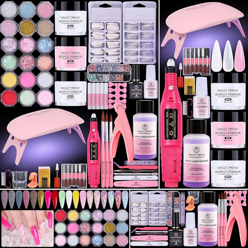 Acrylic Nail Kit for Beginners: Professional Starter Set with Drill, U