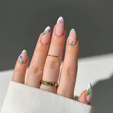 Pink Floral Swirl Nails