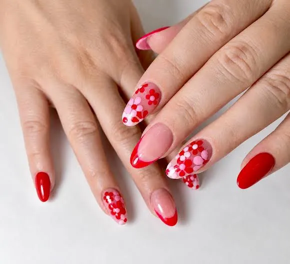 Tiny Wildflower Nude Nails