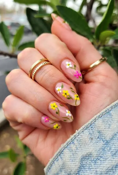 Strawberry Floral French Nails